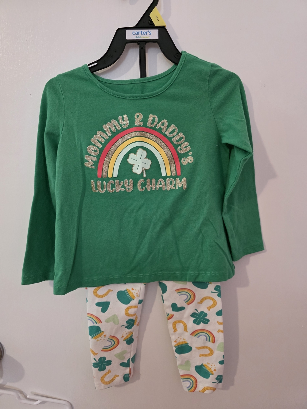 The Children's Place Green Rainbow 'Mommy & Daddy's Lucky Charm' Matching Set